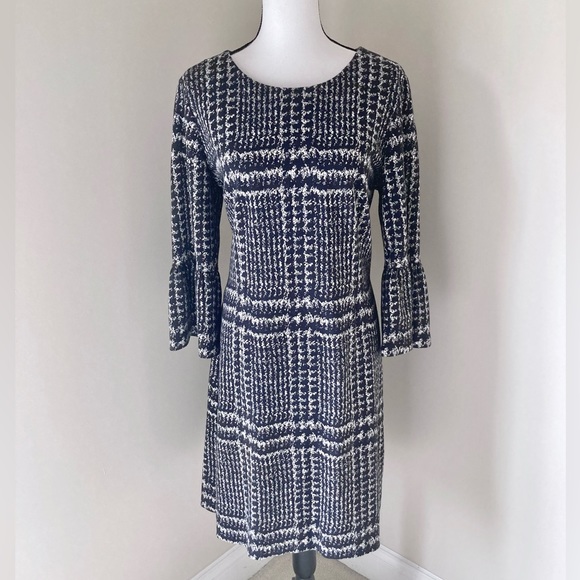 Talbots Bell Sleeve Gala Glen Plaid Sheath Dress Size 14 - Picture 2 of 9